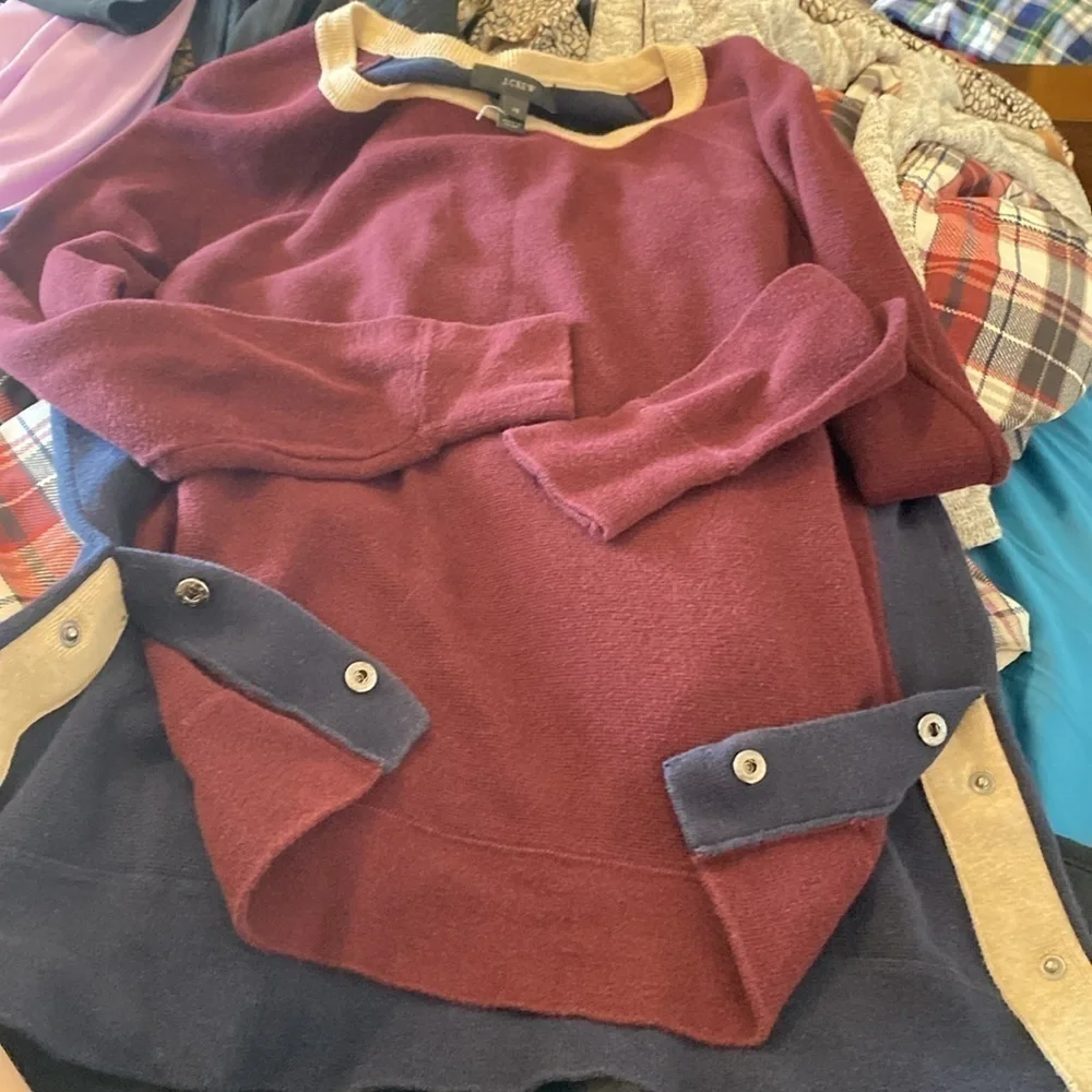 J. Crew Colorblock Side Button Crewneck Baumwolle long sleeve Sweater Sz xs